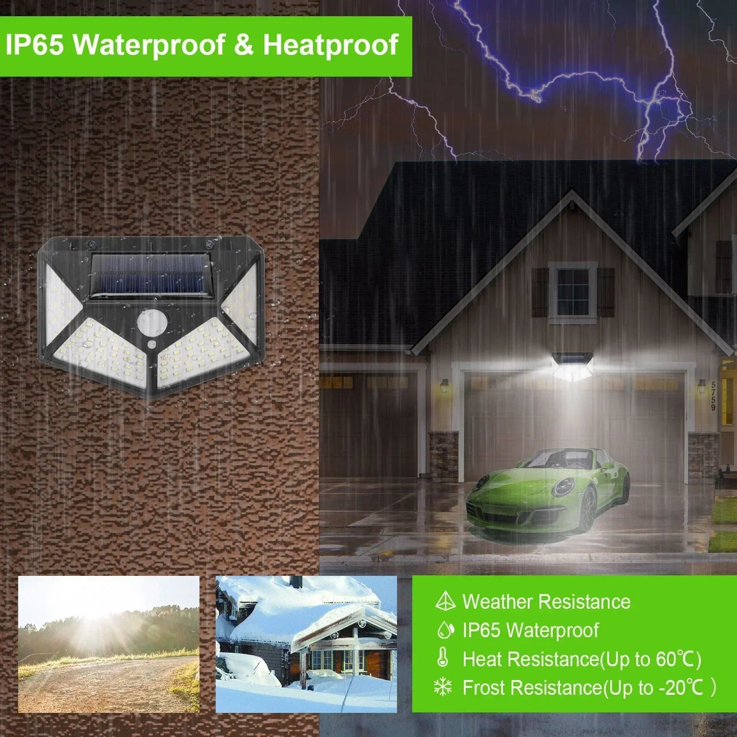 Solar Security Light — 100 LED Motion Sensor Outdoor Wall Light