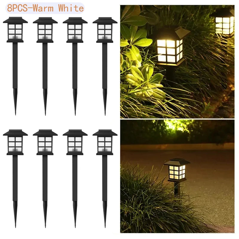 8-Pack Solar Garden Pathway Lights - Waterproof LED Outdoor Lamp Set