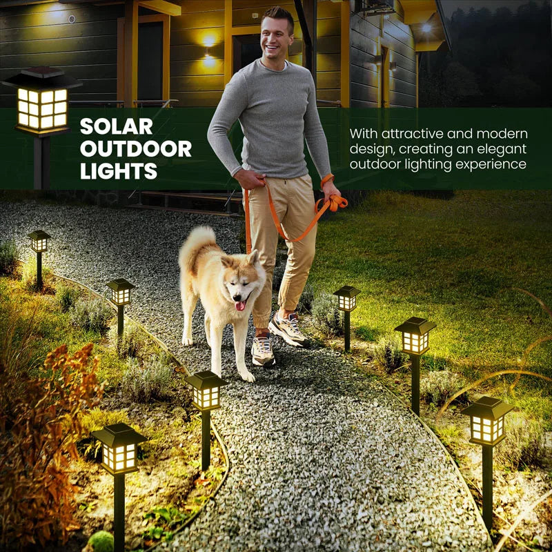 8-Pack Solar Garden Pathway Lights - Waterproof LED Outdoor Lamp Set