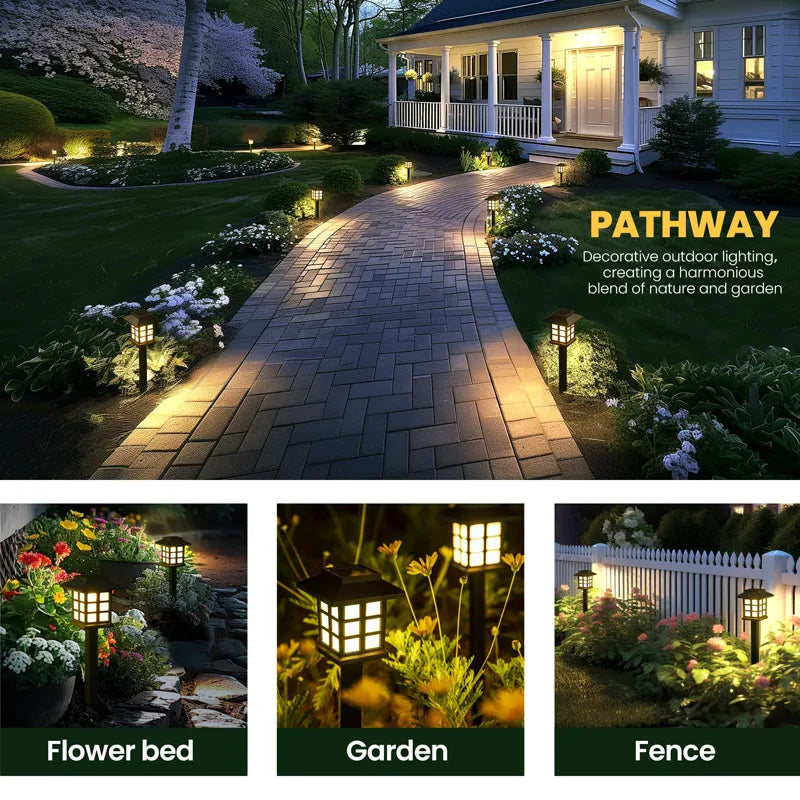 8-Pack Solar Garden Pathway Lights - Waterproof LED Outdoor Lamp Set