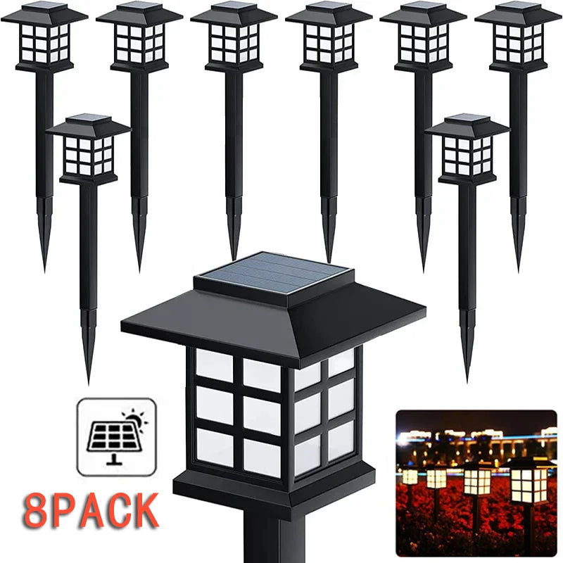 8-Pack Solar Garden Pathway Lights - Waterproof LED Outdoor Lamp Set