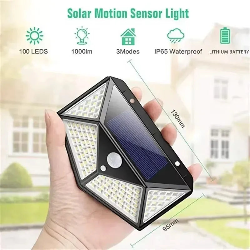Solar Security Light — 100 LED Motion Sensor Outdoor Wall Light