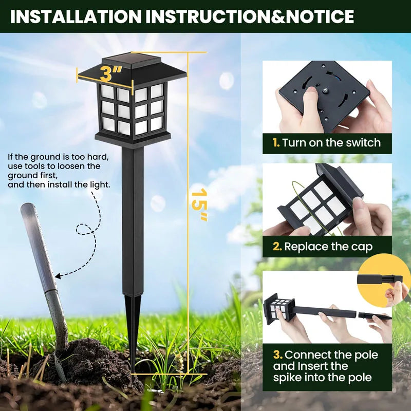 8-Pack Solar Garden Pathway Lights - Waterproof LED Outdoor Lamp Set
